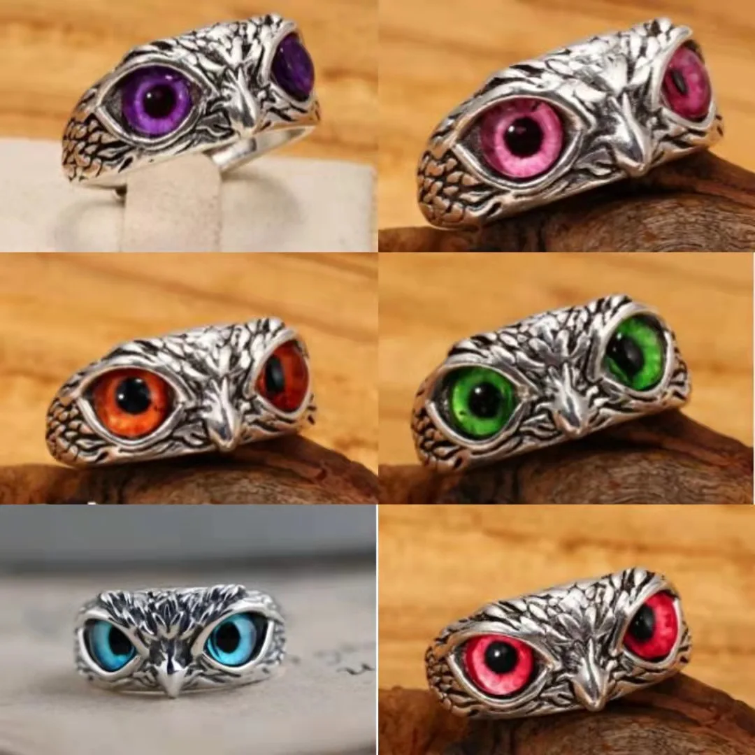 

20PC NEW Charm Vintage Men Women Owl Ring Devil's Eye Rings Opening Adjustable finger Jewelry For Party Engagement Wedding Gifts