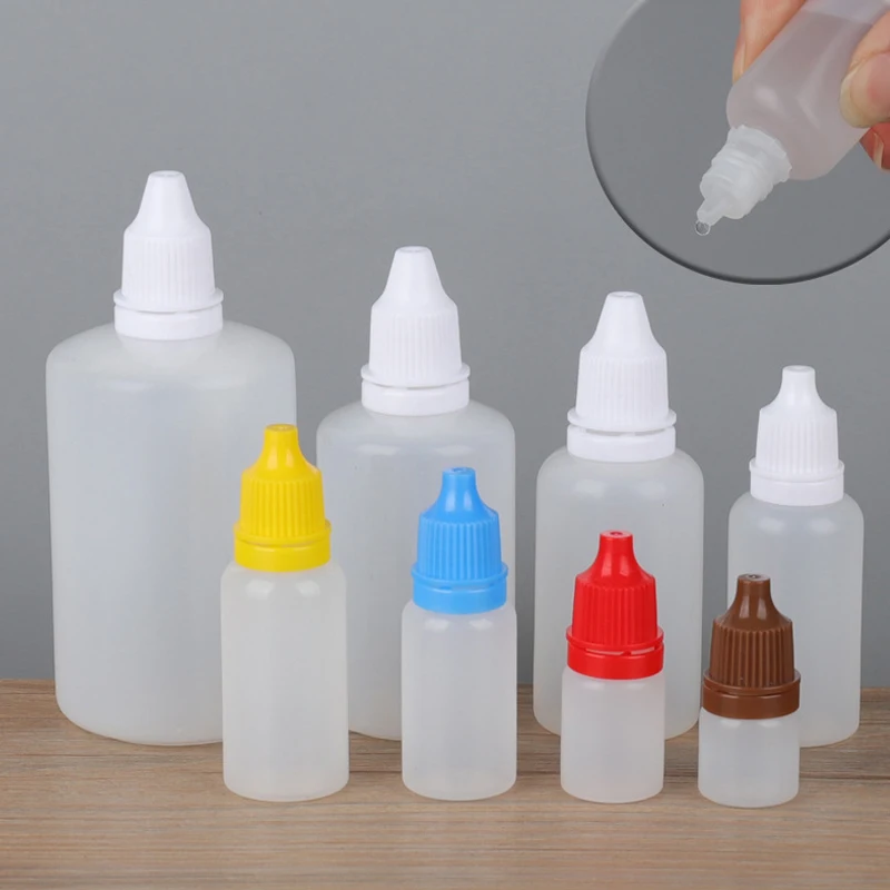 

10Pcs 5ML/10ML/15ML/20ML/30ML/50ML/100ML PE Plastic Dropper Bottles Empty Squeezable Eye Vape Liquid Travel Paint Containers