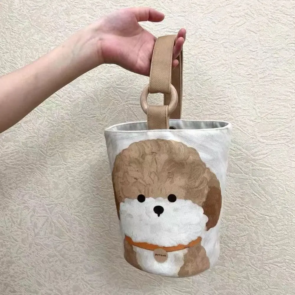 

Сумка-мешок в стиле ретро с медведем для щенков, элегантная холщовая сумочка-тоут в Корейском стиле для собак, дорожная сумка для ланча для мам