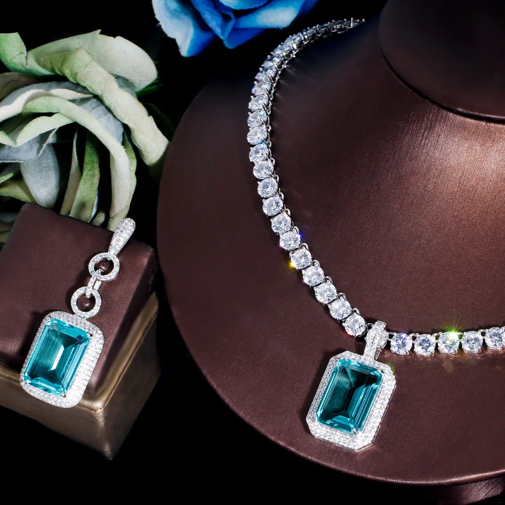 Fashion Light Blue Cubic Zirconia Long Big Rectangle Dangle Earrings and Necklace Set for Women Party Jewelry 7 Mallzona S8af9b68352294e7b8c9f4a68f4dfa5d0X Fashion Light Blue Cubic Zirconia Long Big Rectangle Dangle Earrings and Necklace Set for Women Party Jewelry Mallzona