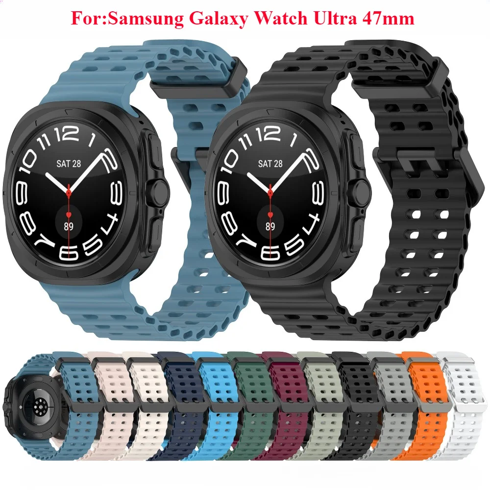 Силиконовый ремешок для часов Samsung Galaxy Watch Ultra 47 мм, мягкий ремешок для часов, спортивный браслет с отверстиями, воздухопроницаемость
Силиконовый ремешок для часов Samsung Galaxy Watch Ultra 47 мм, мягкий ремешок для часов, спортивный браслет с отверстиями, воздухопроницаемость
