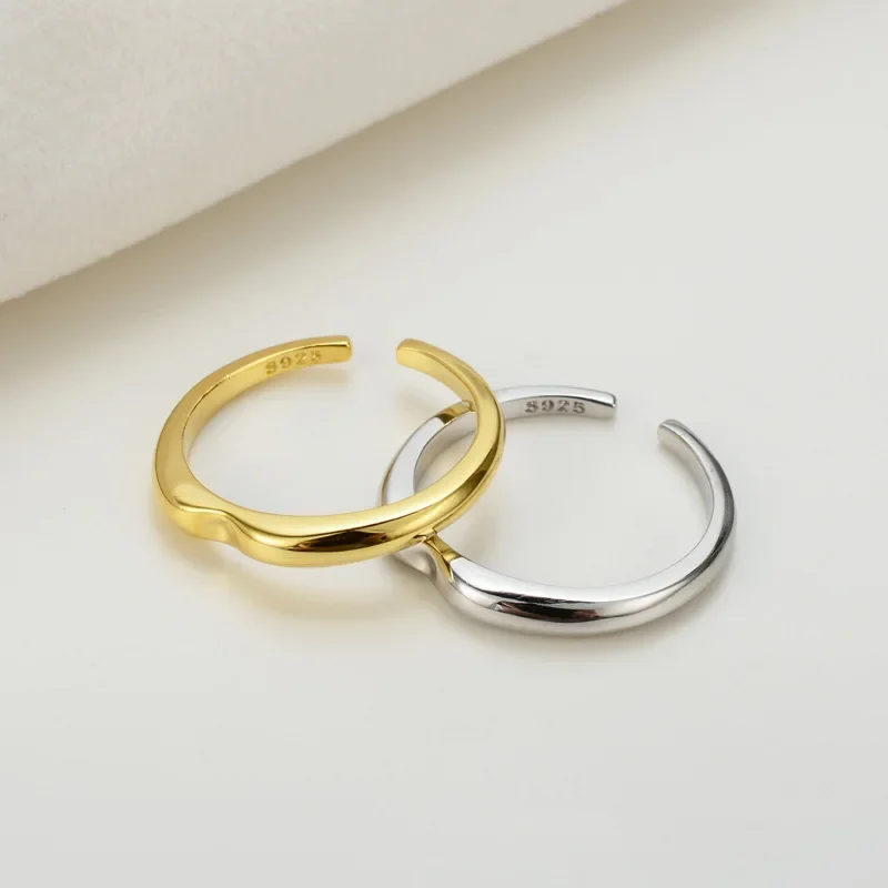

Кольцо неправильной формы Youth of Vigor, однотонное блестящее серебряное Открытое кольцо с уникальным золотым тоном, толстые полированные кольца R1129