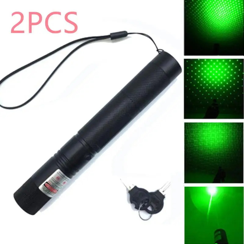 

2PCS Powerful 10000m 532nm Green Laser Sight laser pointer Powerful Adjustable Focus Lazer with laser pen Head Burning Match