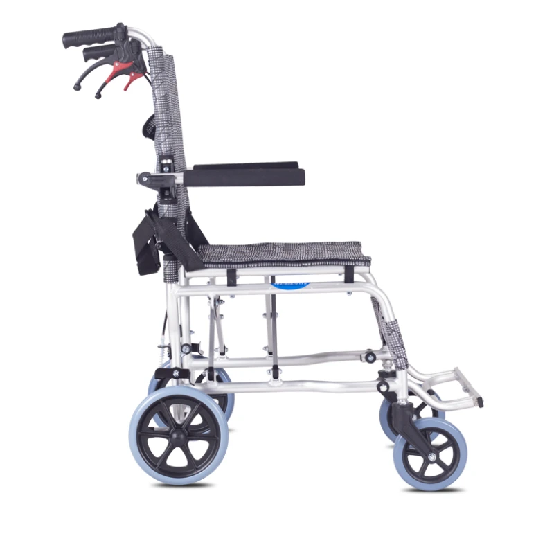 

Легкая складная инвалидная коляска из алюминиевого сплава, для пожилых и детей, с широкополосным сиденьем 42 см, с ручным тормозом и противоскользящим покрытием