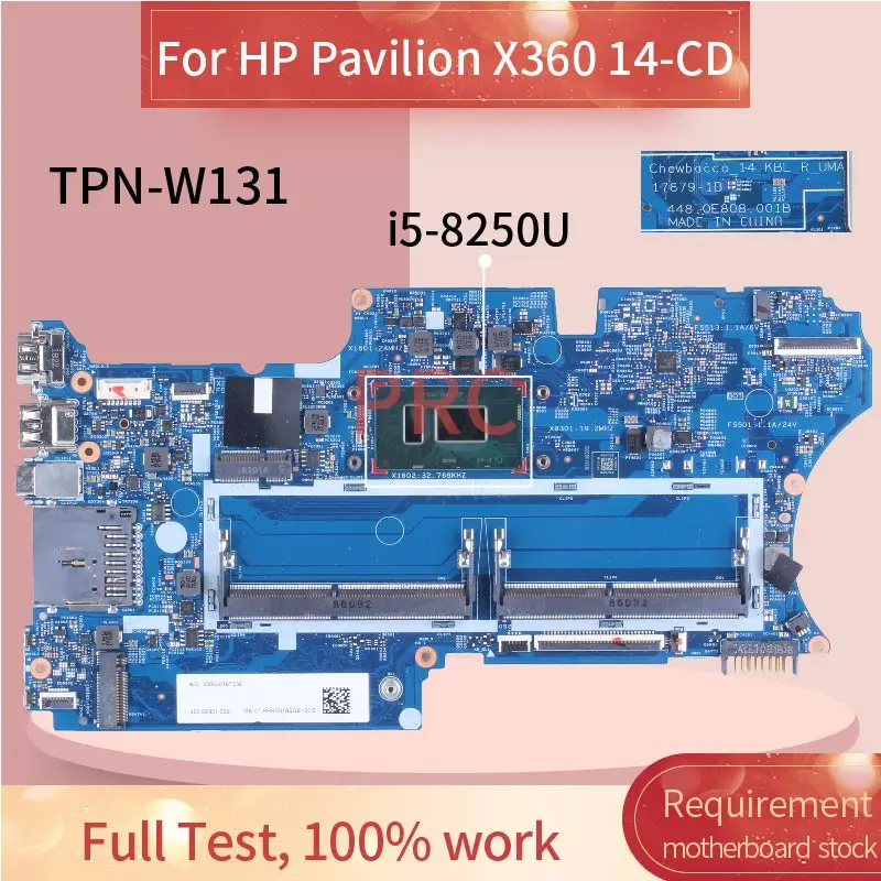 14-CD For HP Pavilion X360 TPN-W131 Laptop Motherboard i5-8250U 17879-1B 448.0E808.001B Notebook Mainboard SR3LA DDR4 14-cd000
14-CD For HP Pavilion X360 TPN-W131 Laptop Motherboard i5-8250U 17879-1B 448.0E808.001B Notebook Mainboard SR3LA DDR4 14-cd000