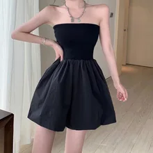 Women's High-waisted Loose Short Dress Spring Summer Casual Jumpsuit Dresses Black Tube Top Party Dress Vestido Feminino 2022
Women's High-waisted Loose Short Dress Spring Summer Casual Jumpsuit Dresses Black Tube Top Party Dress Vestido Feminino 2022