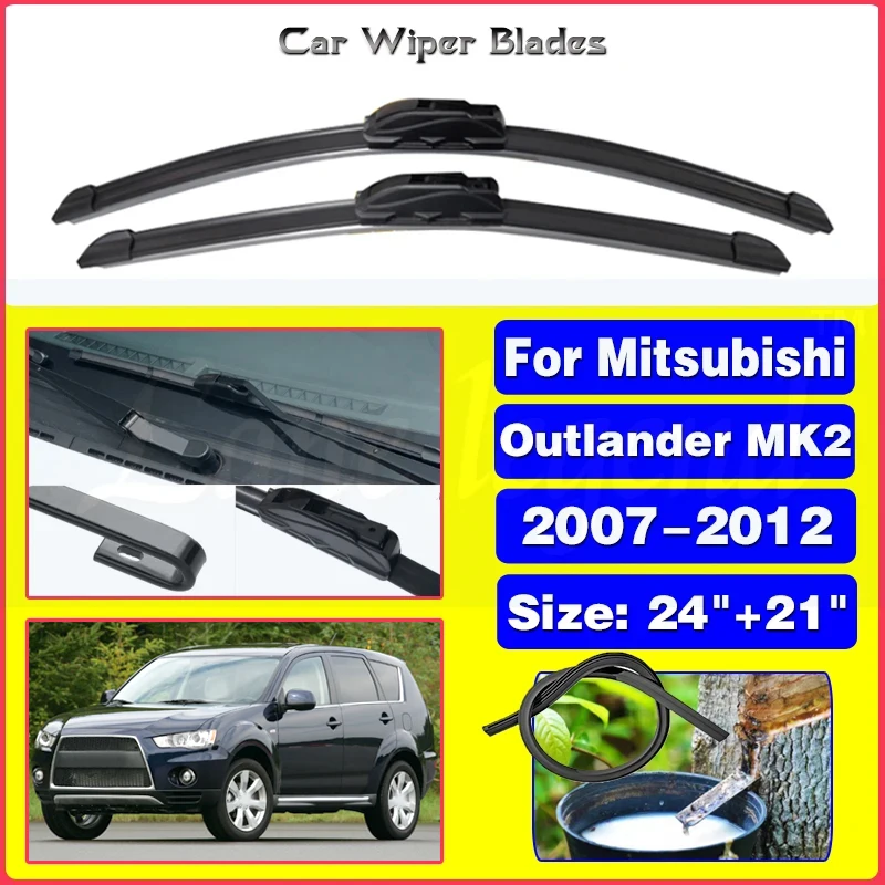 

Car Wiper For Mitsubishi Outlander MK2 2007-2012 Front Wiper Blades Soft Rubber Windscreen Wipers Auto Windshield 24"+21"
