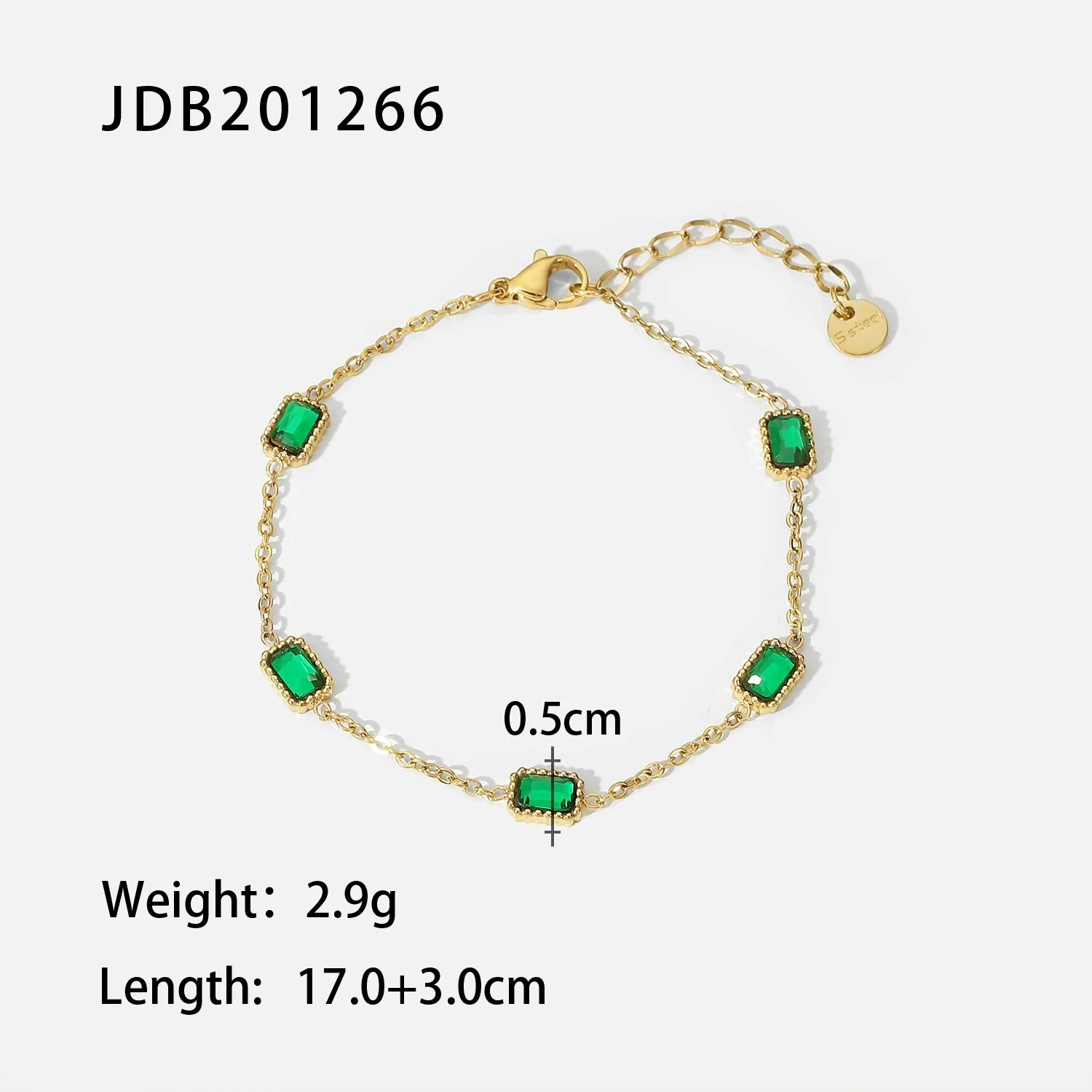Retro 18K Gold Color Stainless Steel Green Zircon Bracelet Flower Buckle Bracelet Stackable Women's Jewelry Gift for Her Retro-style bracelet design inspiration