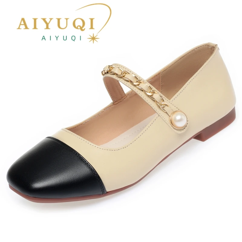 

AIYUQI Mary Jane Shoes Woman 2024 Spring Genuine Leather Loafers Women Non Slip Soft Soled Beanie Shoes Ladies