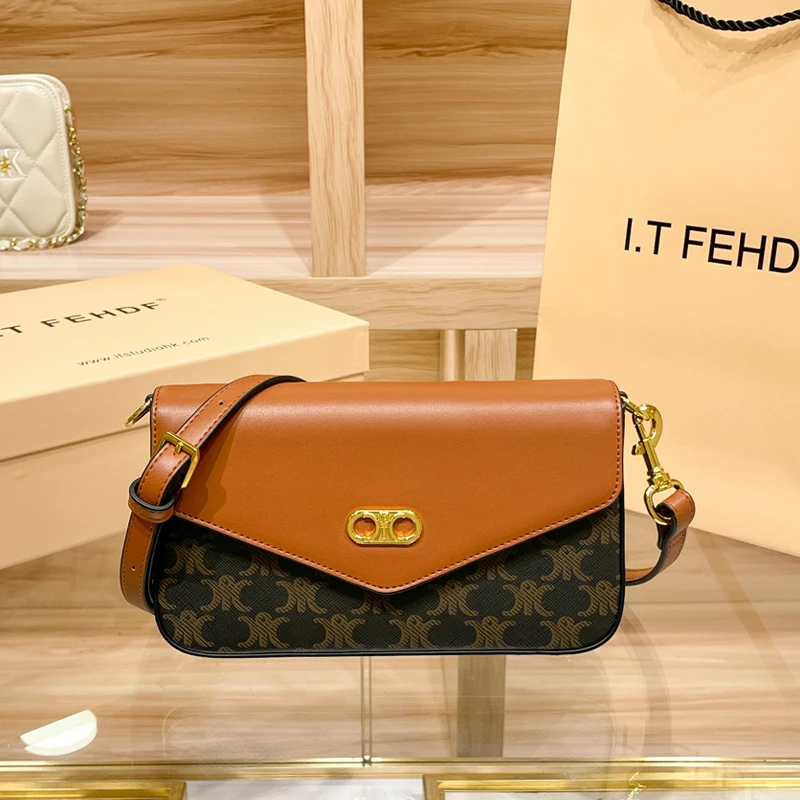 

2023 Luxury Brand Fashion Genuine Leather Envelope Women's Bags High Sense Small Square Bag Handheld One Shoulder Crossbody Bag