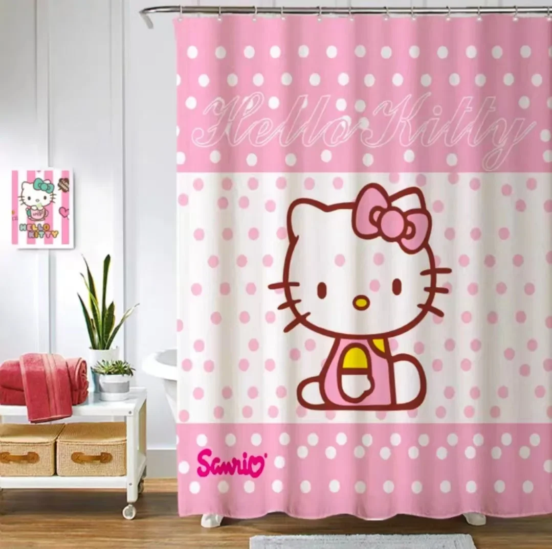 

Sanrios Hello Kitty Kuromi Mymelody Cinnamoroll Kawaii Anime Cartoon Bathroom Curtain Shower Curtain Decor Waterproof