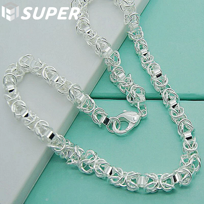 

925 Sterling Silver 7mm 20 inches Chain Necklaces For Men Women Fashion Statement Necklace Party Jewelry