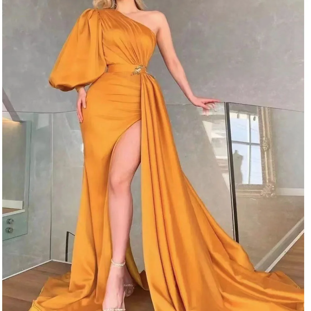 yellow prom dresses 2023 one shoulder side slit sashes pleats mermaid evening dresses gowns
yellow prom dresses 2023 one shoulder side slit sashes pleats mermaid evening dresses gowns