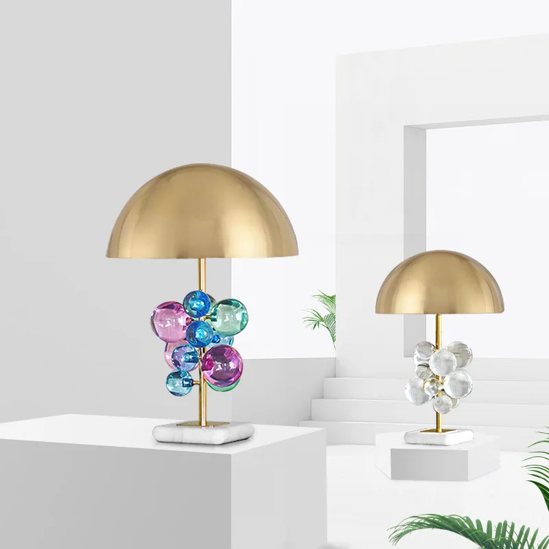 

Globo Table Lamp Creative Golden Mushroom Design mushroom lamp Multicolored Crystal Ball Bedroom Decoration bed side lamp lamp