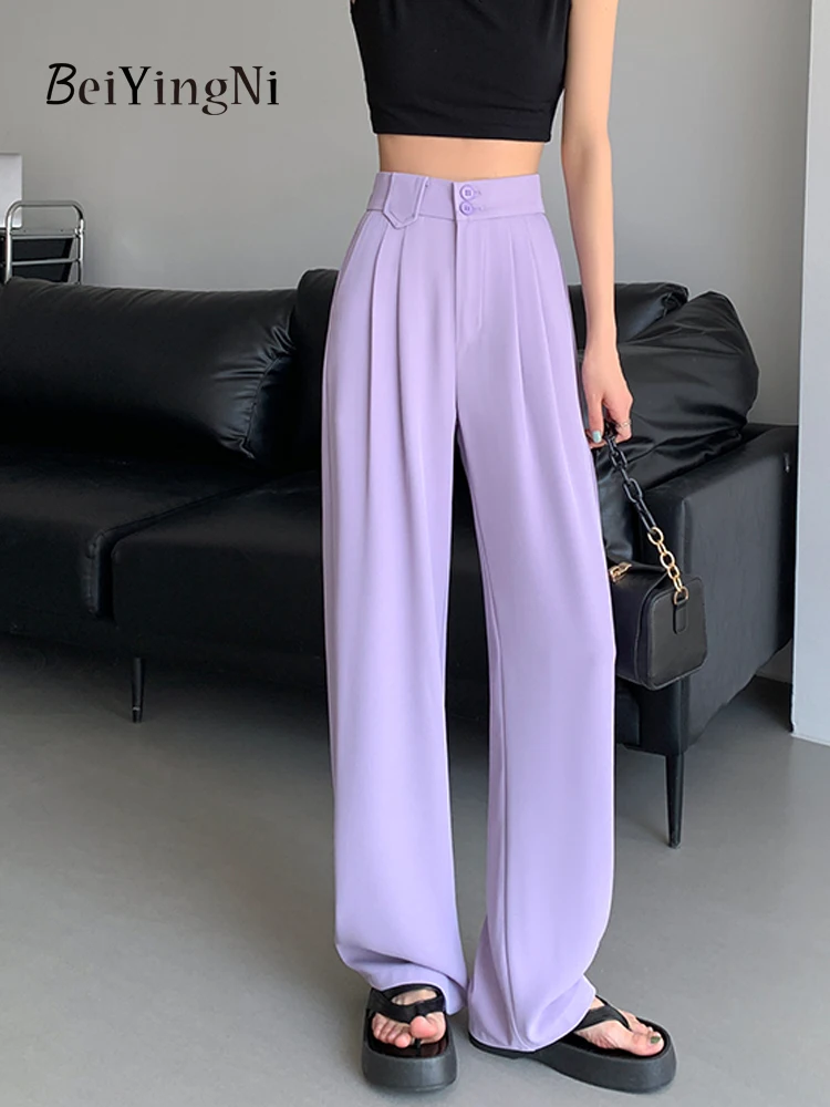 Beiyingni Pants for Women Spring Autumn Elastic High Waist Wide Leg Suit Pants Female Summer Luxury Elegant Fashion Pants Khaki 
Beiyingni Pants for Women Spring Autumn Elastic High Waist Wide Leg Suit Pants Female Summer Luxury Elegant Fashion Pants Khaki