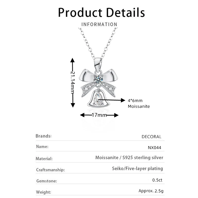 Original 925 Sterling Silver Bow Bell Pendant Christmas Ornament Necklace 0.5Carat Pear Cut Moissanite Clavicle Chain for Women 6 Mallzona S8b0c298438fe41b0abf507fdf2a94e89b Original 925 Sterling Silver Bow Bell Pendant Christmas Ornament Necklace 0.5Carat Pear Cut Moissanite Clavicle Chain for Women Mallzona