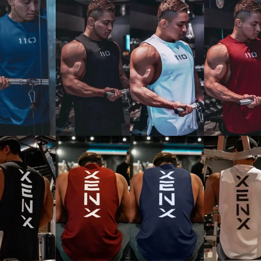 

2023 Men's Vest Sportswear Vest Gym Exercise Sleeveless Shirt Tight Vest Bodybuilding Clothing Fitness