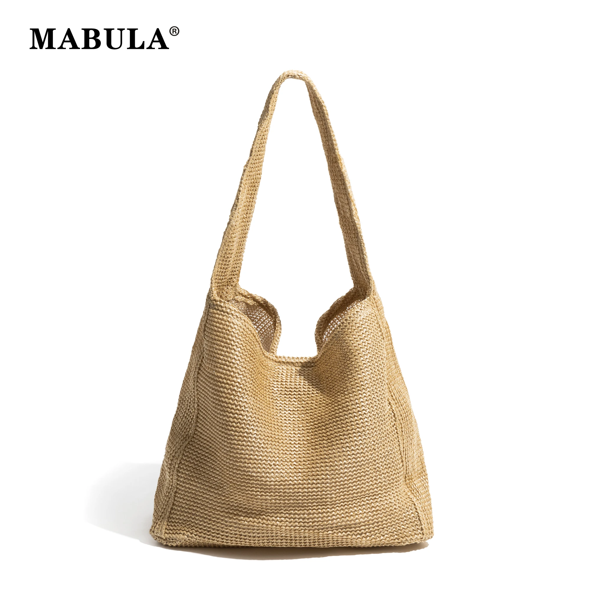 

MABULA вязаная Соломенная Пляжный кошелек на плечо для женщин, легкая Винтажная летняя дорожная сумка-хобо для отпуска, простая повседневная сумка-тоут