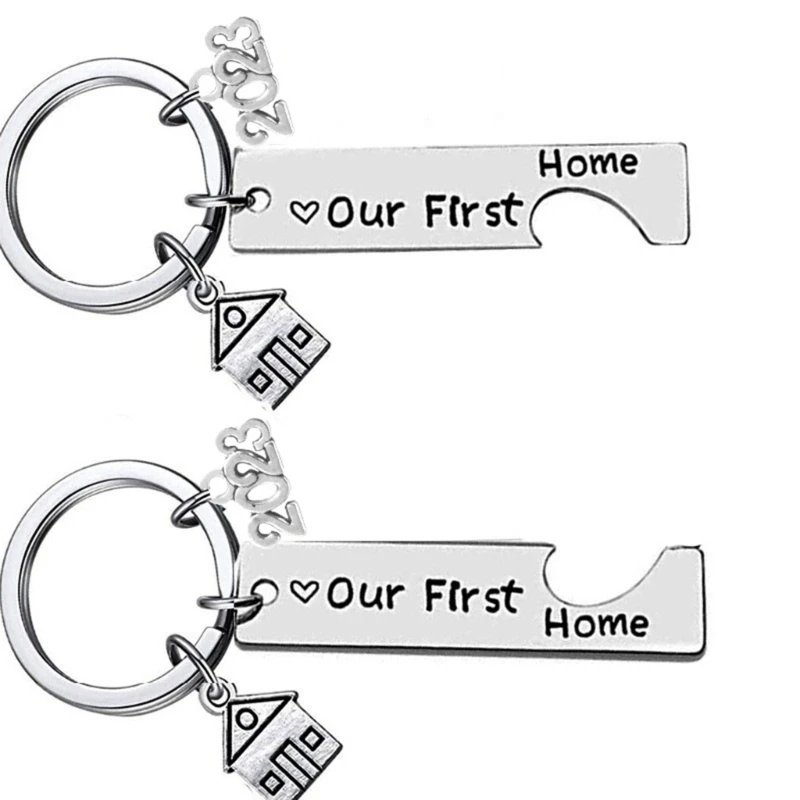 

2Pcs Home Keychains First Home 2023 Stainless Steel Keychain Home Owner KeyRing Housewarming Gifts for Women Men