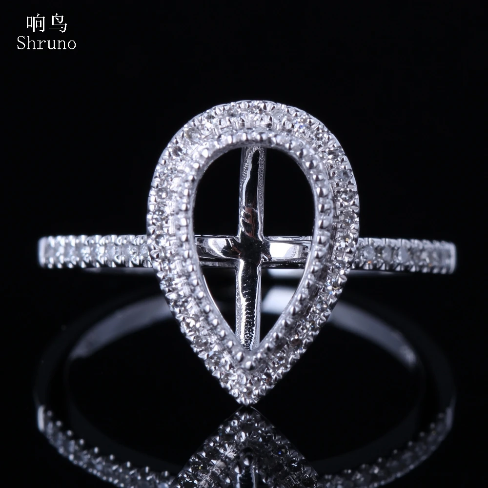 

Shruno 6x10 мм грушевидная огранка 10 к белое золото натуральные бриллианты женские ювелирные изделия полукрепление обручальное кольцо подарок