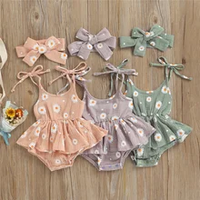 0-24 Months 2 Piece Daisy Print Romper Sets Toddler Baby Girls Floral Sleeveless Tie-up Spaghetti Strap Bodysuit With Headband
0-24 Months 2 Piece Daisy Print Romper Sets Toddler Baby Girls Floral Sleeveless Tie-up Spaghetti Strap Bodysuit With Headband