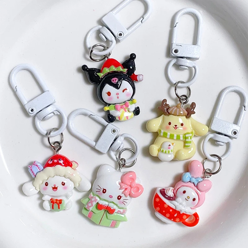 Рождественский подвесной брелок для ключей с рисунком Hello Kitty Melody Cinnamoroll Purin Kuromi