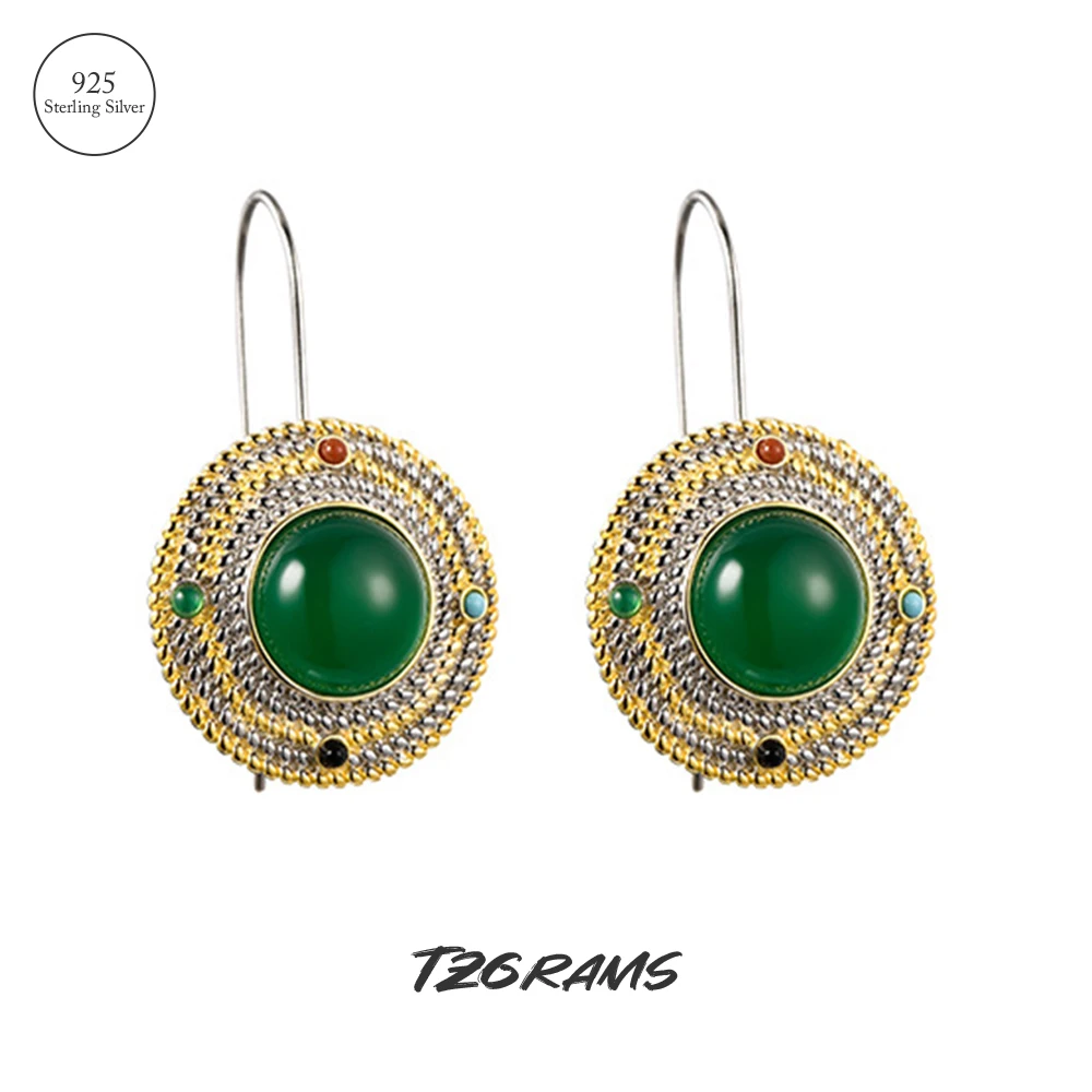 TZgrams Vintage Natural Green Agate Round Dangle Earrings For Women 925 Sterling Silver Round Drop Earrings Personalized Jewelry
TZgrams Vintage Natural Green Agate Round Dangle Earrings For Women 925 Sterling Silver Round Drop Earrings Personalized Jewelry
