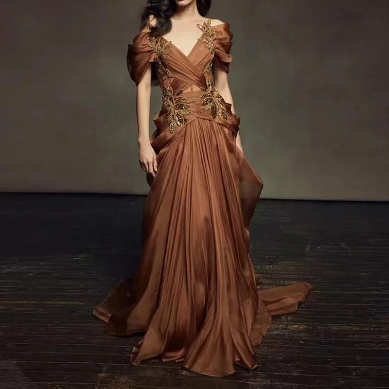 Elegant Long Beads Evening Dresses for Women Appliques Chiffon V-Neck Floor-Length A-Line Prom Special Events Gala Maxi 2023 New
Elegant Long Beads Evening Dresses for Women Appliques Chiffon V-Neck Floor-Length A-Line Prom Special Events Gala Maxi 2023 New
