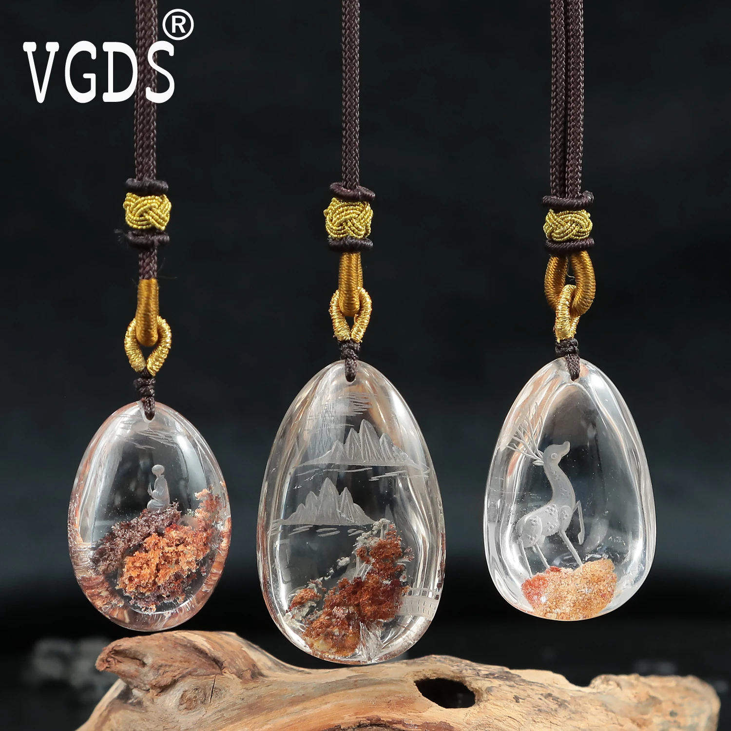 

Collect High-quality Only One Unique Natural Green Phantom Quartz Crystal Flower Landscape Carved Pendants Necklace For Men Wome