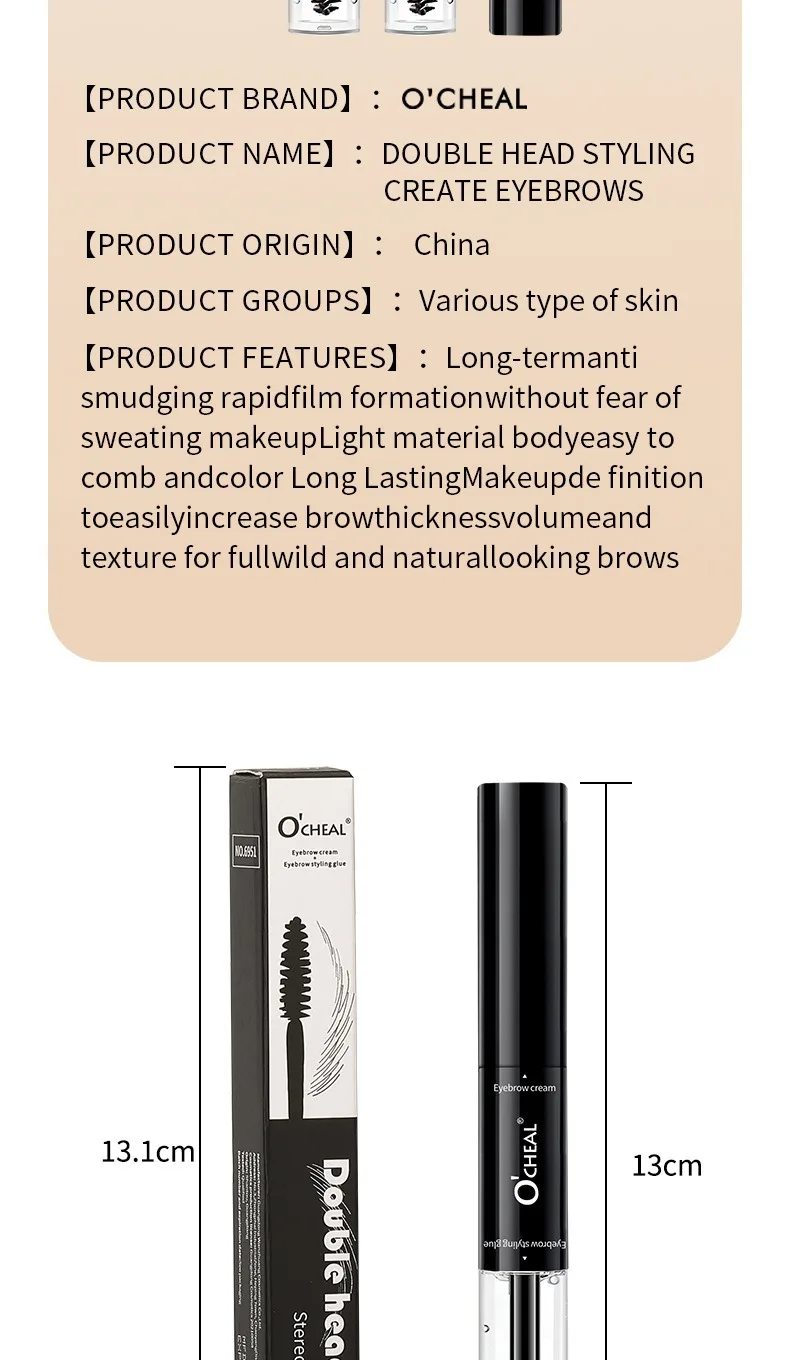2-in-1 Double-Ended Brow Cream Gel - Smudge-Proof Waterproof Sweat-Resistant Long Lasting Eyebrow Tint Natural Hair-Like Strokes 20 S8b1aba89fd90466c8a8cdc6a15e445a83