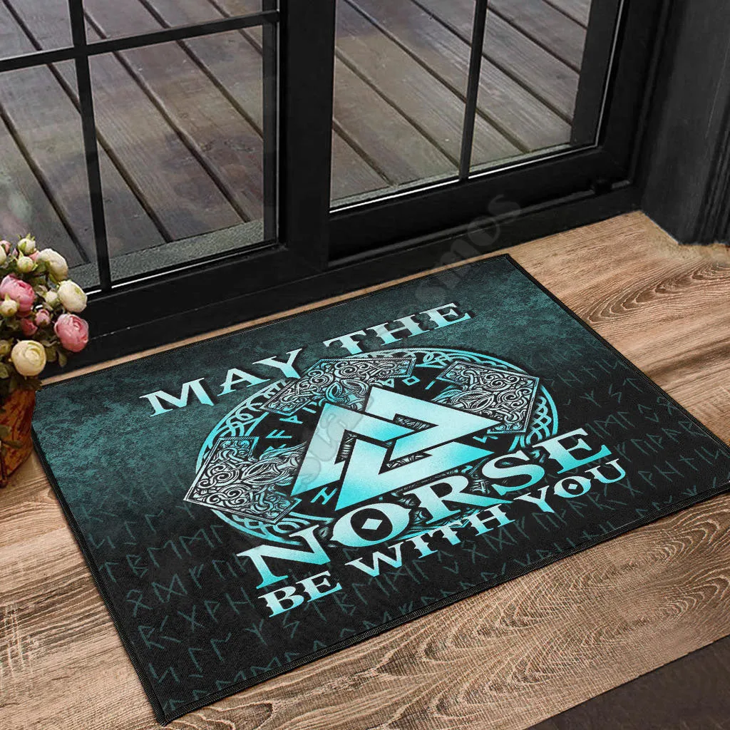 

Doormat - May The Norse Be With You Viking - Cyan Version Door Mat 3D Printed Doormat Door Floor Mats Carpet Decor Porch Doormat