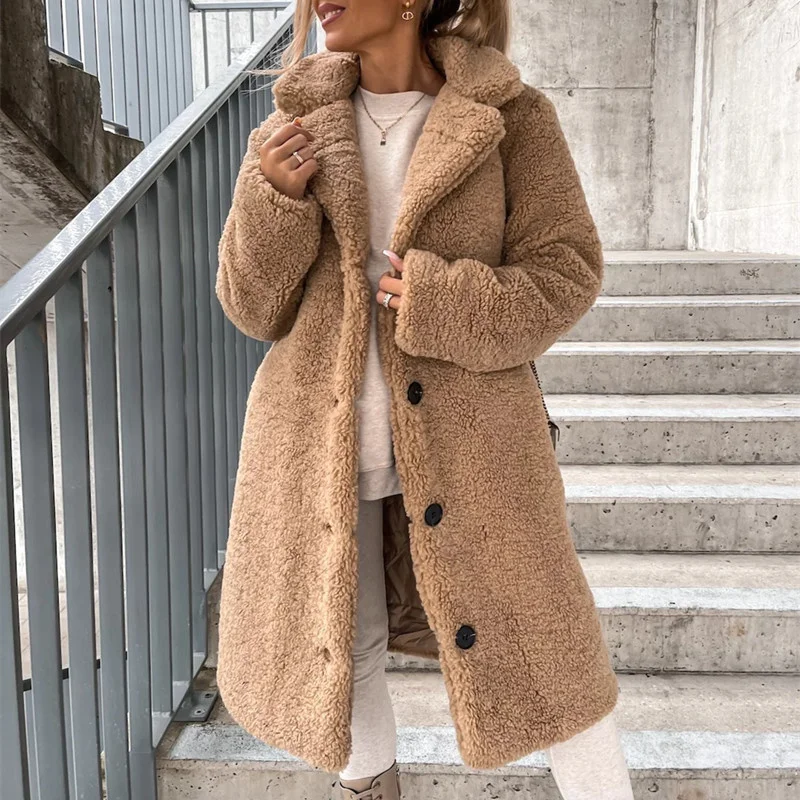 Winter 2022 Women Warm Coat Wool Blends Single Breasted Outerwear Plush Teddy Cardigans Overcoats Femme Coats Fashion Streetwear
Winter 2022 Women Warm Coat Wool Blends Single Breasted Outerwear Plush Teddy Cardigans Overcoats Femme Coats Fashion Streetwear