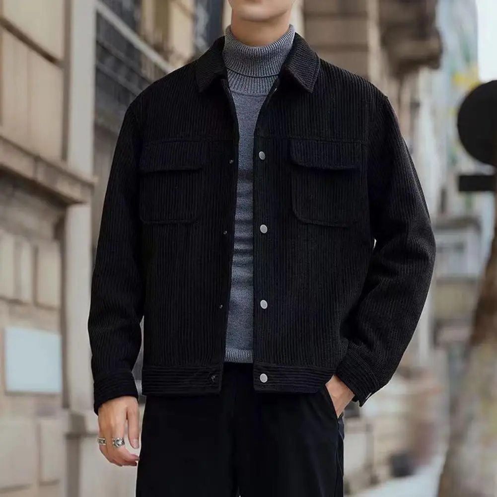 Casual Corduroy Jacket Solid Color Work Jacket Men's Casual Solid Color Cardigan Jacket with Turn-down Collar Pockets for Fall
Casual Corduroy Jacket Solid Color Work Jacket Men's Casual Solid Color Cardigan Jacket with Turn-down Collar Pockets for Fall