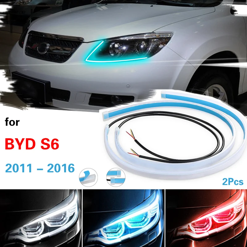 

For BYD S6 2011-2016 Daytime Running Light Strip Flexible Waterproof Led Signal Light Headlight Start-Scan Flow Lamp DRL 12V