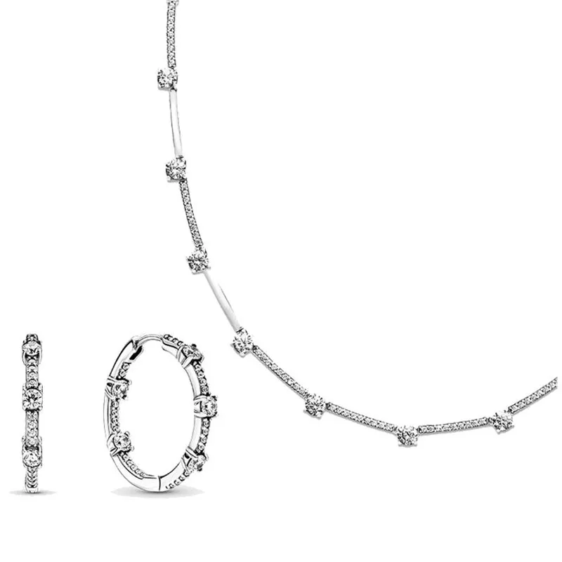Fashion Europe 925 Sterling Silver Sparkling Pave Collier Bars Necklace and Earring Jewelry Set for Women's Anniversary Gift
Fashion Europe 925 Sterling Silver Sparkling Pave Collier Bars Necklace and Earring Jewelry Set for Women's Anniversary Gift