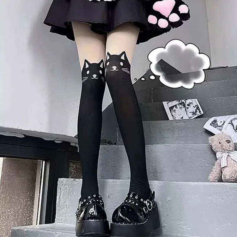 

Ultrathin Sexy Stockings Women Girls Cute Cartoon Cat Tail Pantyhose Daily Soft Comfortable Printed Stockings Fashion Accessory