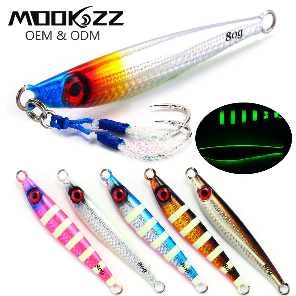 

MOOKZZ Speed Jinging 40g 60g 80g Pitch Jigging Lure Metal Jig Saltwater Trolling Lures Fishing Lure Jig Jingging Lure