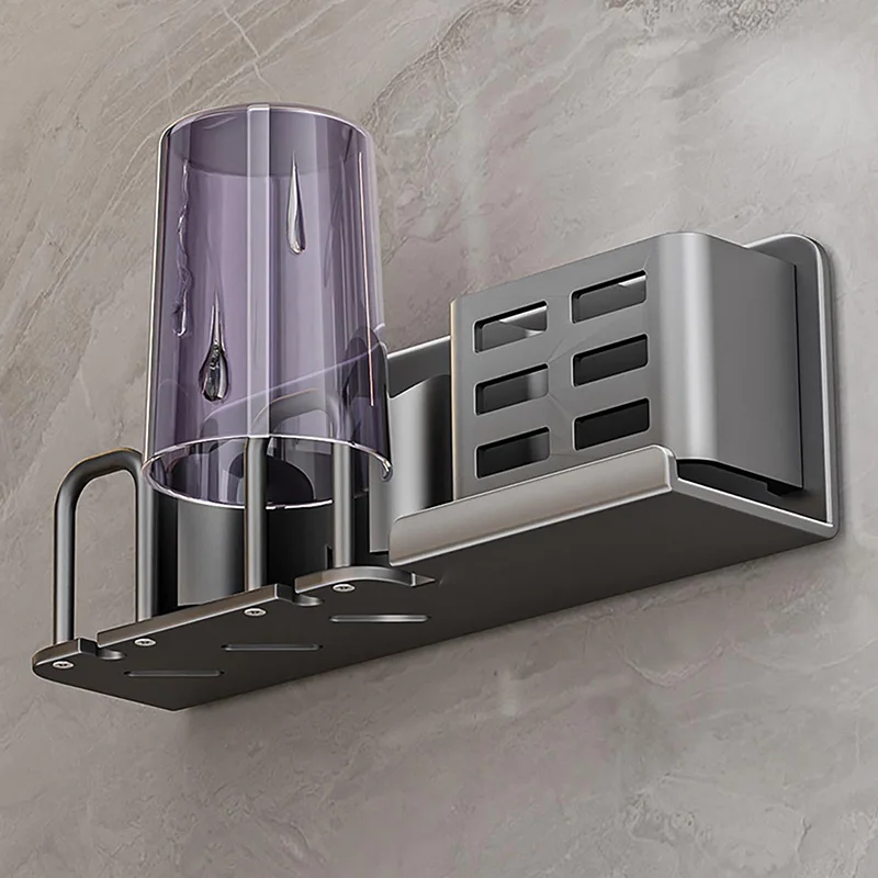 Aluminum Alloy Toothbrush Holder Multi-Function Toothbrush Cup Holder Wall Mounted No Drill Bathroom Organizer Bathroom Storage 9 S8b2284b49de04ccaa464b64e75c28619B