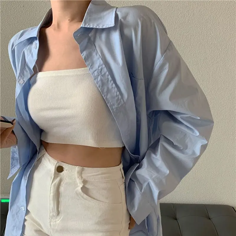 HOUZHOU Korean Style Blue Shirts Women Long Sleeve Oversized Basic Casual Chic Blouse Female Vintage Fashion Aesthetic Clothes
HOUZHOU Korean Style Blue Shirts Women Long Sleeve Oversized Basic Casual Chic Blouse Female Vintage Fashion Aesthetic Clothes