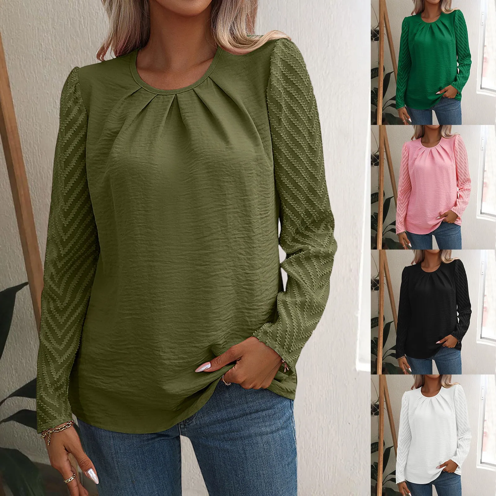 Crewneck Pleated Sweatshirts For Women Puff Sleeve Tunic Tops Coffee T Shirts for Women
Crewneck Pleated Sweatshirts For Women Puff Sleeve Tunic Tops Coffee T Shirts for Women