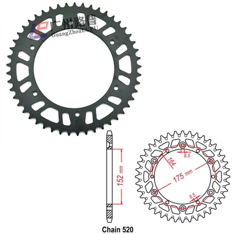 

520 Motorcycle Rear Sprocket for Yamaha IT465 81-82 IT490 83-84 TT600 83-92 96-03 YZ125 80-98 IT250 77-79 81-84 IT400 77-79