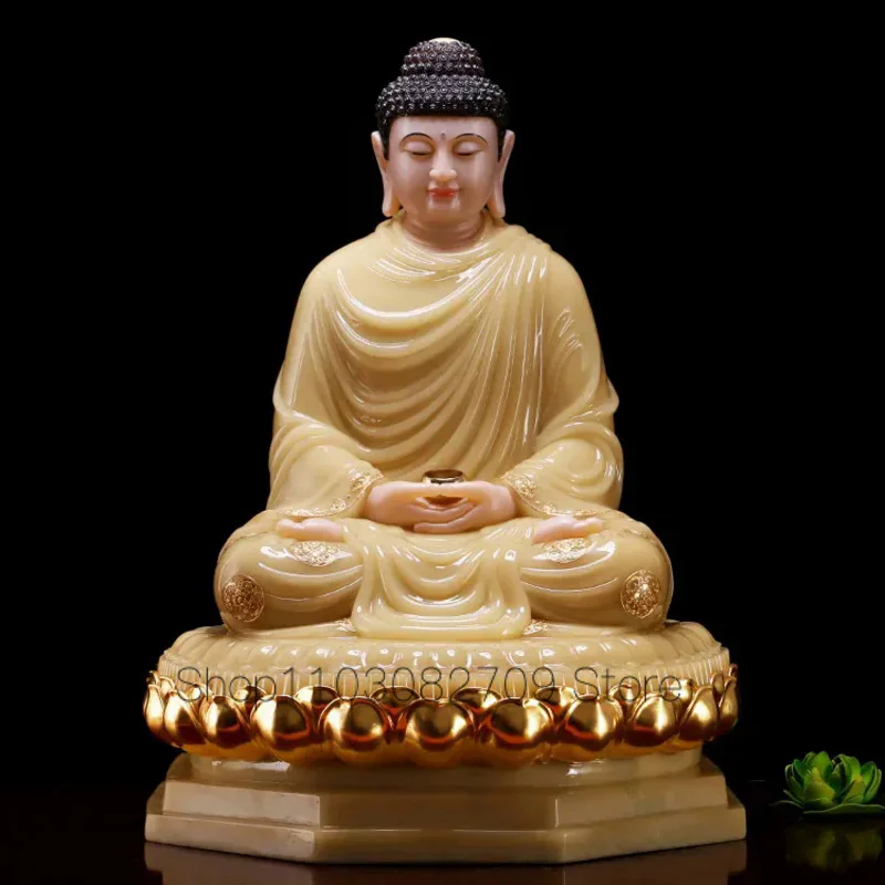 

48CM LARGE- Buddhist high-grade home TOP efficacious Talisman Mascot RULAI Amitabha Buddha jade gilding carving Sculpture statue