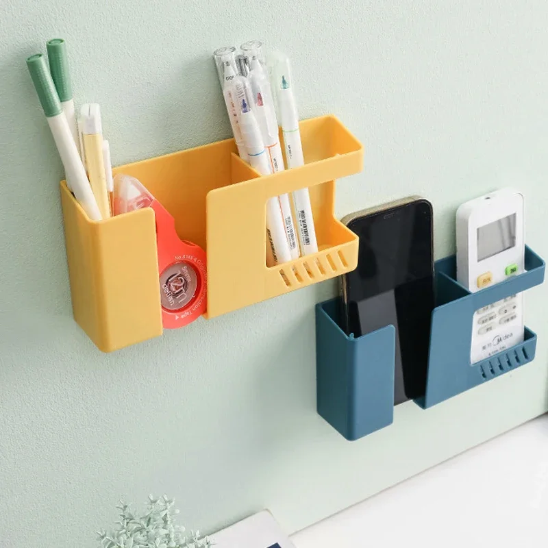 Household Wall-mounted Storage Box Punch-free Mobile Phone Remote Control Storage Holders Rack Phone Plug Charging Holders Racks