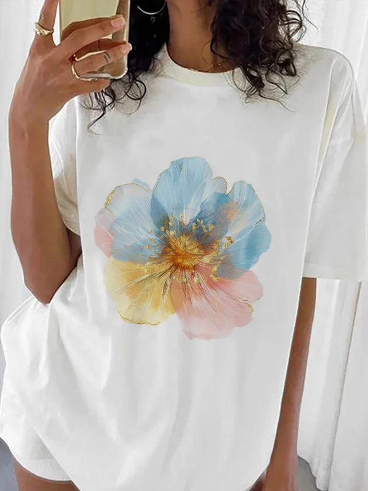 Short Sleeved Harajuku Clothing Printed Casual T-Shirt Women's Top Flower Cute Trend Fashion Printed Pattern Casual Style T-Shir
Short Sleeved Harajuku Clothing Printed Casual T-Shirt Women's Top Flower Cute Trend Fashion Printed Pattern Casual Style T-Shir