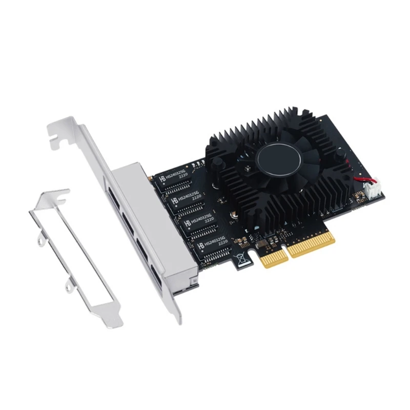 PCIE3.0X1 to 2.5Gbps Ethernet Adapter Card 4x Rj45 Port Easy Networking Expansion Fast RTL8125 with Cooling Fan
PCIE3.0X1 to 2.5Gbps Ethernet Adapter Card 4x Rj45 Port Easy Networking Expansion Fast RTL8125 with Cooling Fan