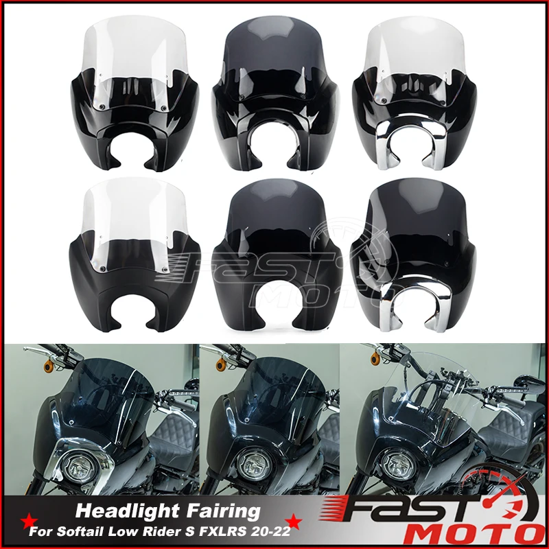 

Motorcycle 5.75" Headlight Fairing Custom 9" 12" Shield Front Light Cowl for Harley Softail Low Rider S 114 117 FXLRS 2020-2022