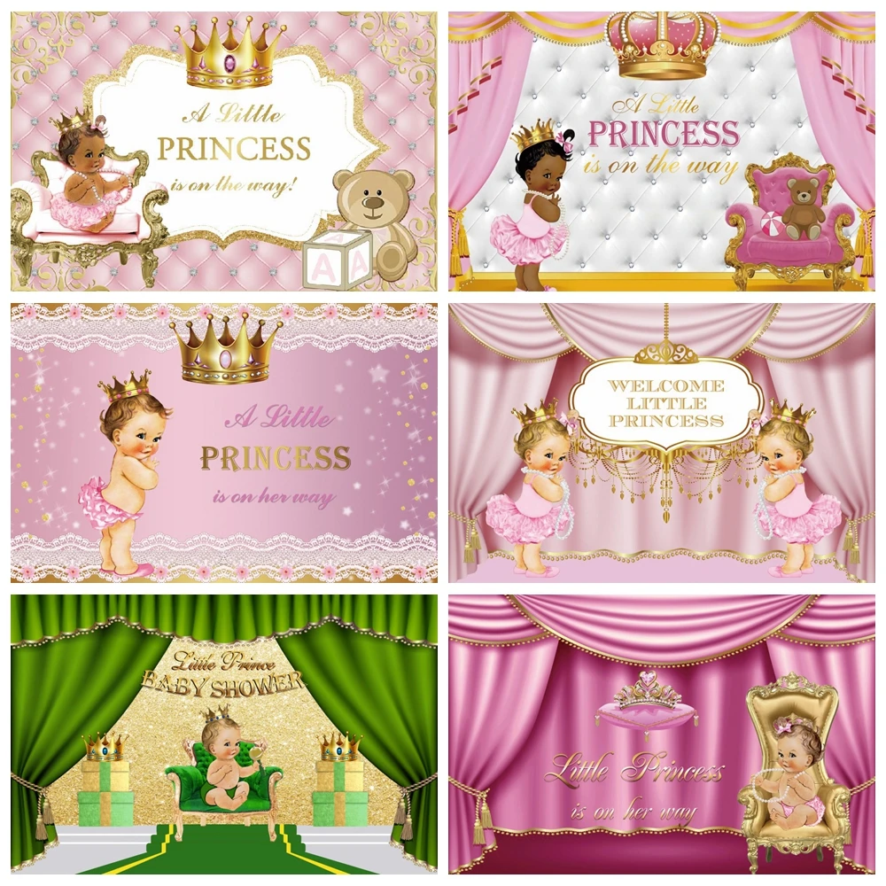 

Royal Princess Photography Backdrop Gold Crown Pink Little Girls Princess Baby Shower Birthday Party Portrait Photo Background