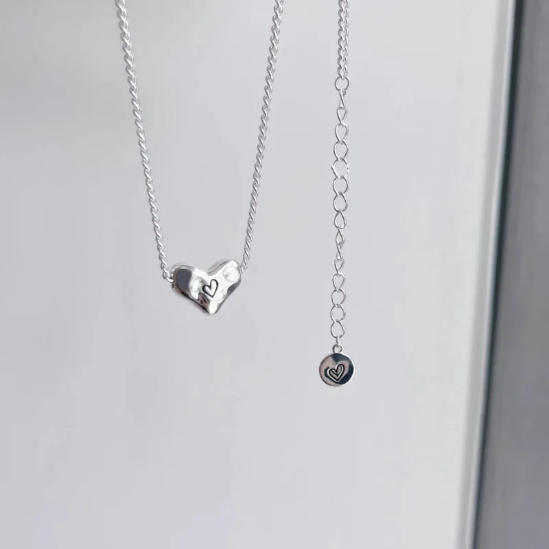 

Ожерелье из стерлингового серебра 925 пробы в форме сердца, простое граффити, женское ювелирное изделие для девушек, подарок, Прямая поставка, оптовая продажа