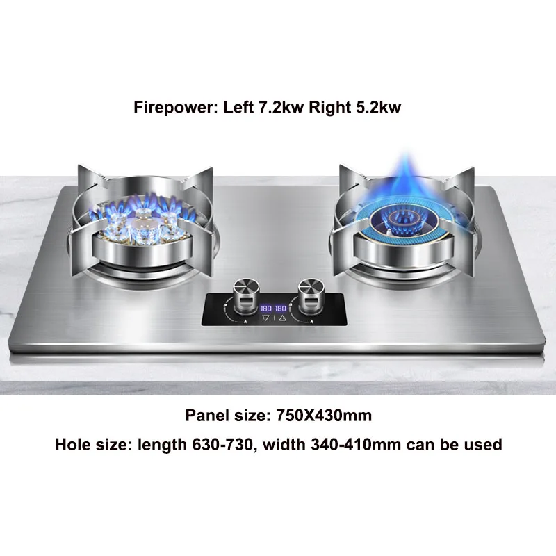 Gas Cooktop 7.2KW/5.2kw Stainless Steel Gas Stove Natural/Liquefied Gas Stove Fierce Fire Timing Mandarin Duck Stove gas cooker
Gas Cooktop 7.2KW/5.2kw Stainless Steel Gas Stove Natural/Liquefied Gas Stove Fierce Fire Timing Mandarin Duck Stove gas cooker