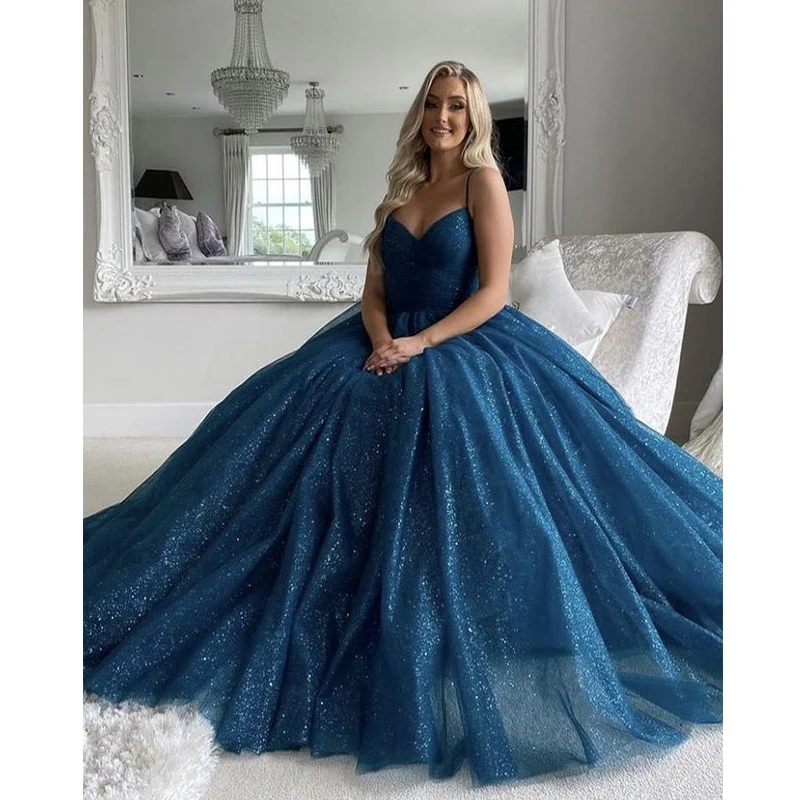 Glitter Navy Blue Prom Dress Spaghetti Strap Evening Dress Glitter Sequins فستان سهرة Shiny A-Line Ball Gown Party Dress
Glitter Navy Blue Prom Dress Spaghetti Strap Evening Dress Glitter Sequins فستان سهرة Shiny A-Line Ball Gown Party Dress